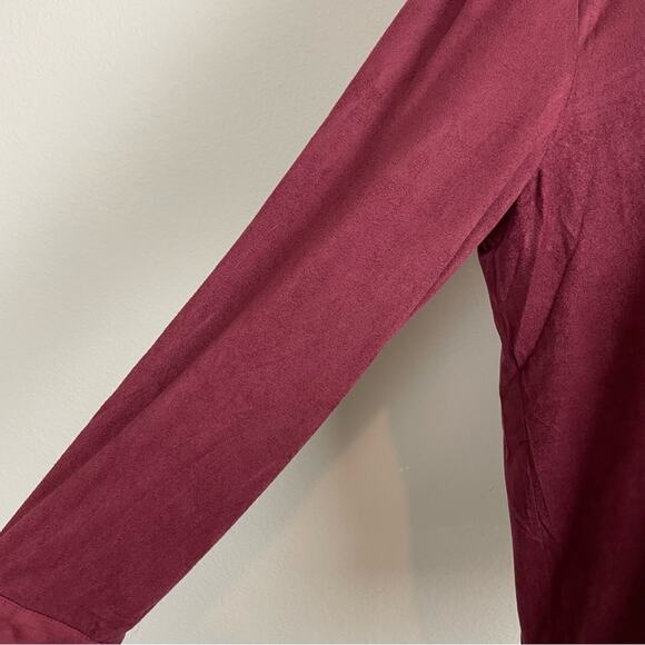 Chico's Maroon Faux Suede Button Down Shirt 3 - Picture 3 of 7